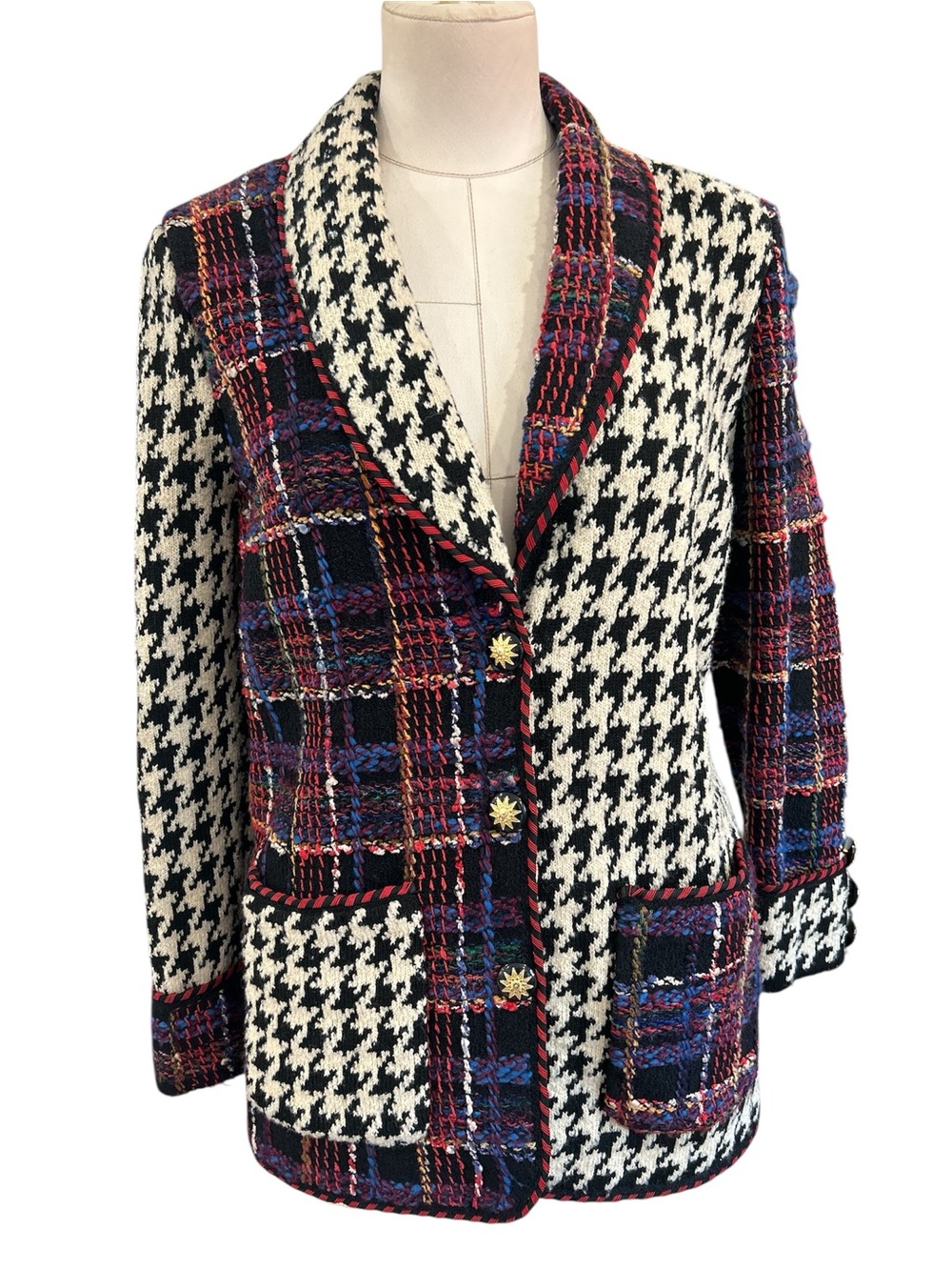Vintage Adolfo multicolored tweed boucle patchwork jackets size 8